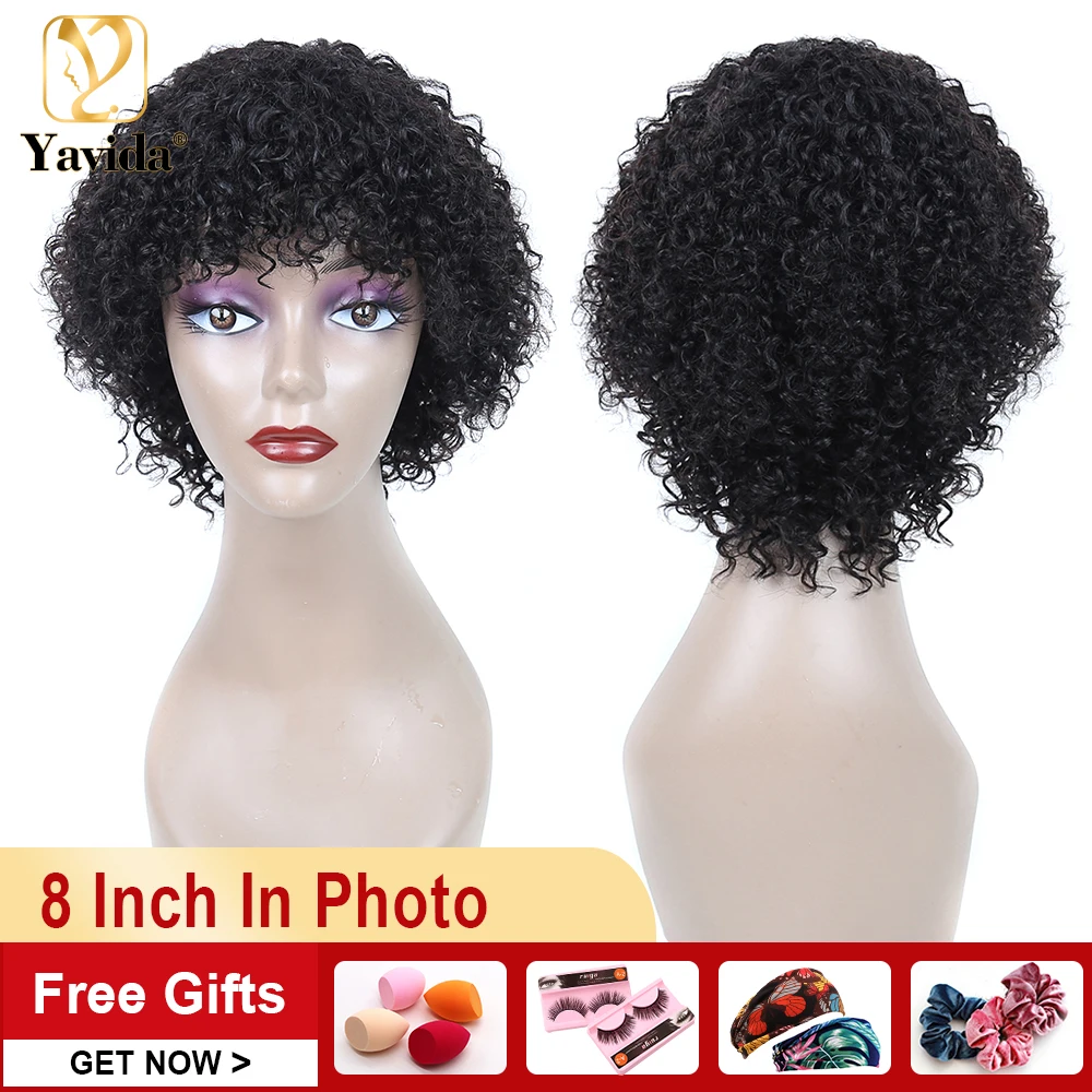 

Kinky Curly Wigs For Women No Glue Summer Cheap Wigs 8 - 12 Inch Indian Real Human Hair Wigs Dropshipping Vendors Wholesale