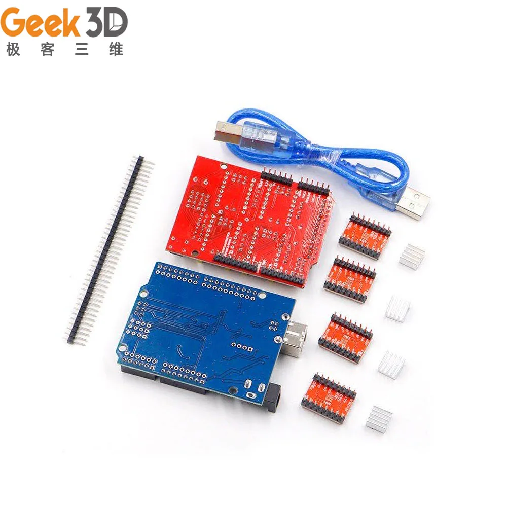 Комплект материнской платы для 3D-принтера A4988 драйверы + плата расширения ЧПУ UNO R3