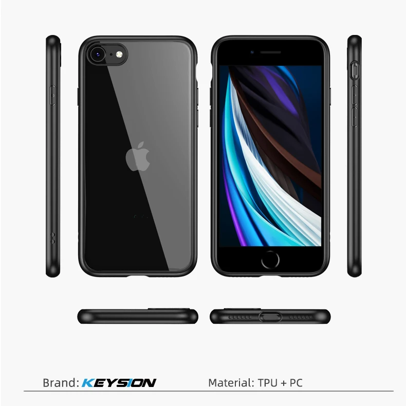 KEYSION Fashion Case for iPhone SE 2020 New SE2 Transparent Matte Shockproof Phone back Cover for iPhone XR XS Max X 8 7 Plus