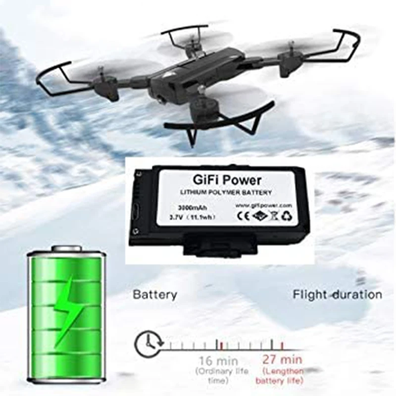

3.7V 3000mAh LiPo Battery Rechargable Battery Compatible For SG900,F196,X196 RC Drone