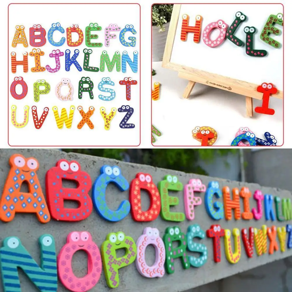 

26 Alphabet Letter 10 Numbers Wooden Colorful Cartoon Sticker sticker/cute Magnetic Fridge Magnets/Refrigerator Supply Hous Y3O0