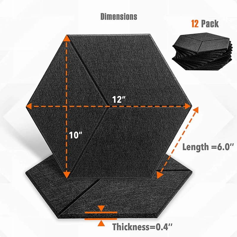 

6Pcs Hexagon Acoustic Panel Board,Hexagon Sound Insulation Pad,for Sound Insulation &Acoustic Treatment