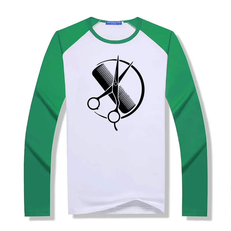 Модальный длинный рукав на заказ Парикмахерская Футболка мужская Geek современная