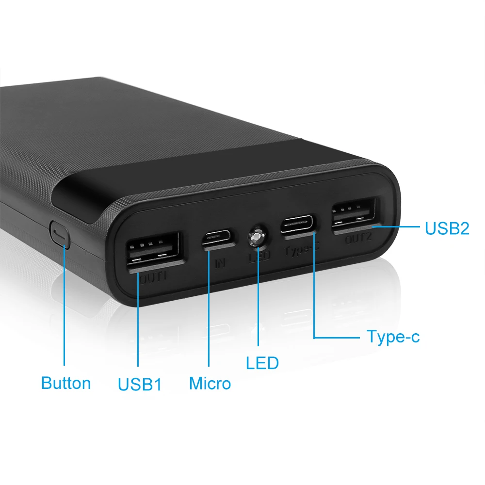 Внешний аккумулятор Kebidumei с 2 USB-портами Micro USB Type-C 5 В 6*18650 светодиодный ным экраном