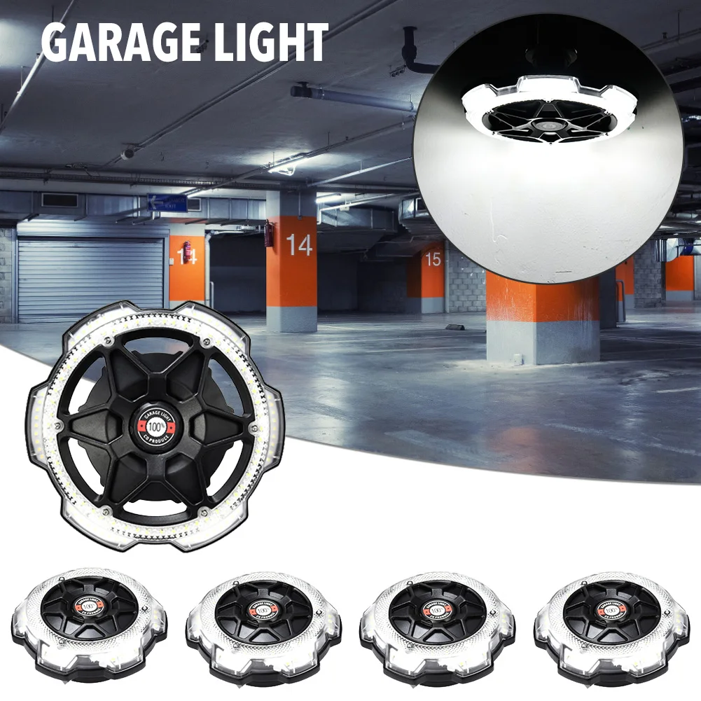

120W Garage Light Round 5-head Lighting Ultra-high Brightness 12000LM E26/E27 Cold White Garage Lamp for Loft Basement Home Offi