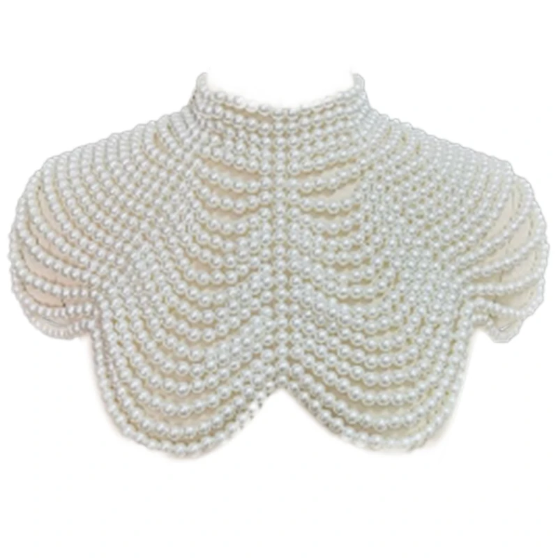 

Women Faux Imitation Pearl Necklace Shawl Beaded Body Chain Bib Collar Party Jewelry Necklace for Women Goth Drop Shipping