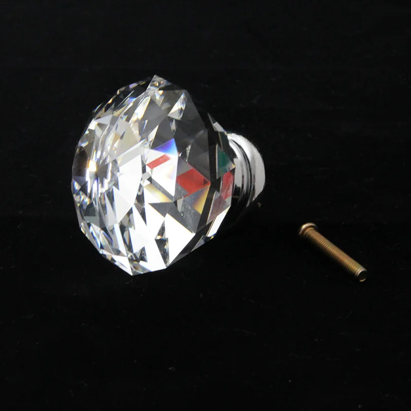 High Quality Single Hole Crystal Handle For Furniture European Style Glass Drawer Knobs Crystal Cabinet Pull Furniture Handle