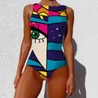 2021 креативный сексуальный купальный костюм с принтом Закрытая купальная одежда бикини пуш-ап женские Монокини пляжный купальный костюм для бассейна купальник