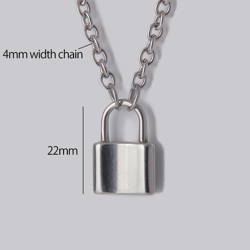 steel Lock Ювелирные изделия для мужчин и женщин, золотое ожерелье с замком из нержавеющей стали, Висячие ожерелья и подвески, цепочка с замком, колье, металлический воротник - Окраска металла: steel Lock