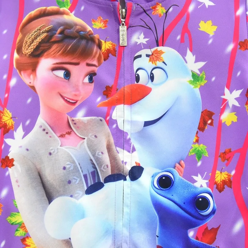 Куртки для девочек с рисунком Анны и Эльзы тонкая хлопковая куртка на весну осень
