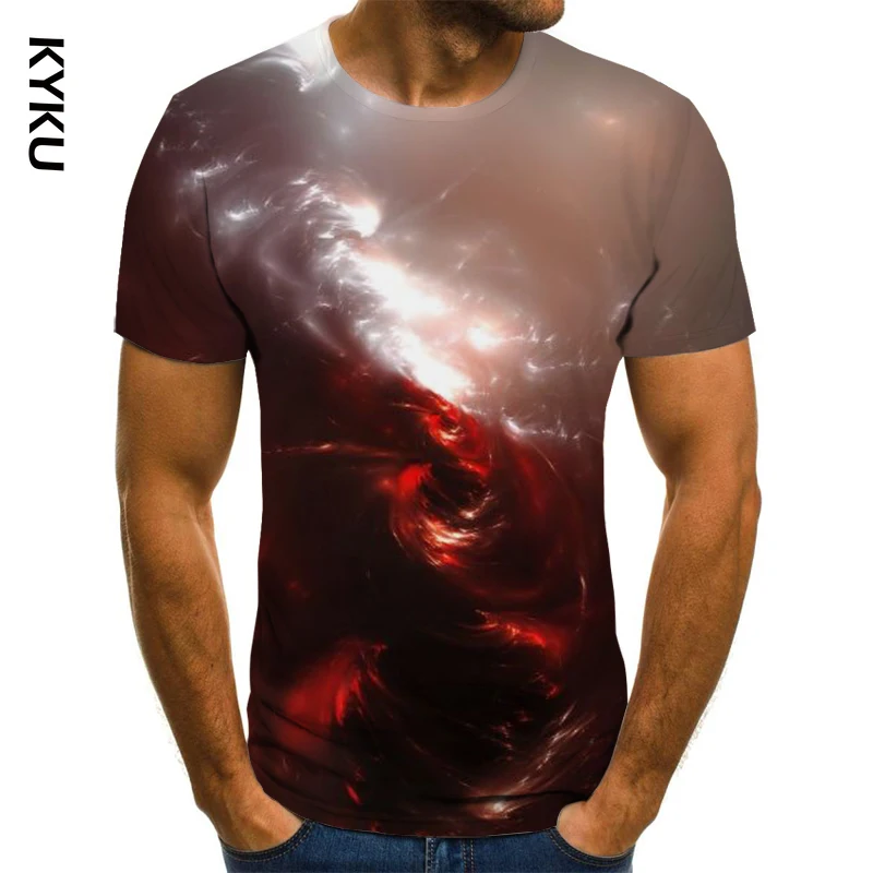 

KYKU Fashion Men's T-shirt Men's Casual Summer 3DT-Shirts Men's Starry Sky Top O-Neck Shirt Large Size Streetwear