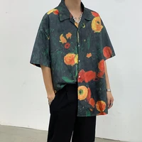 summer flower shirts mens fashion printed casual shirts men streetwear korean loose hawaiian shirts mens short sleeved shirts