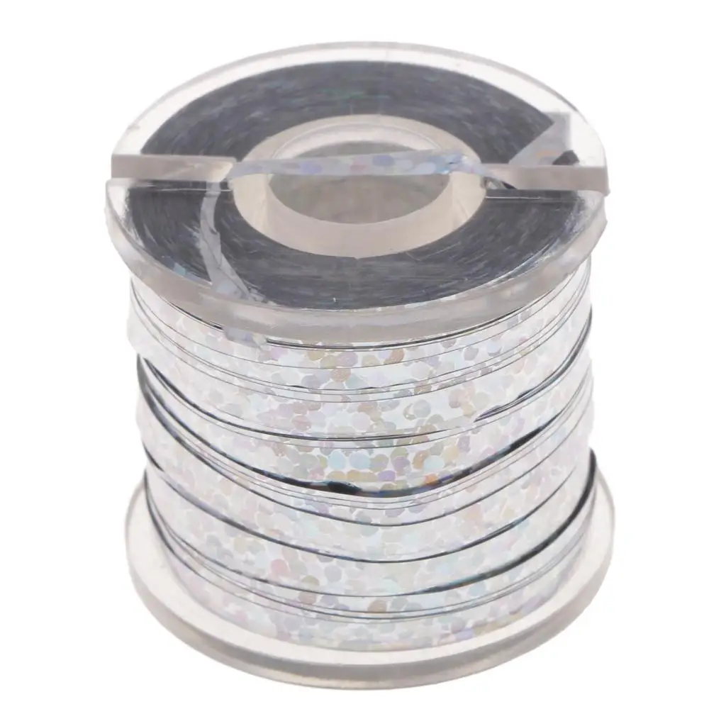 Fantasy Silver 1 Spool Fly Tying Tinsel Flash Tape Holographic Lure Tape Fly Tying Material Fishing DIY tools 183m - Цвет: Fantasy Silver