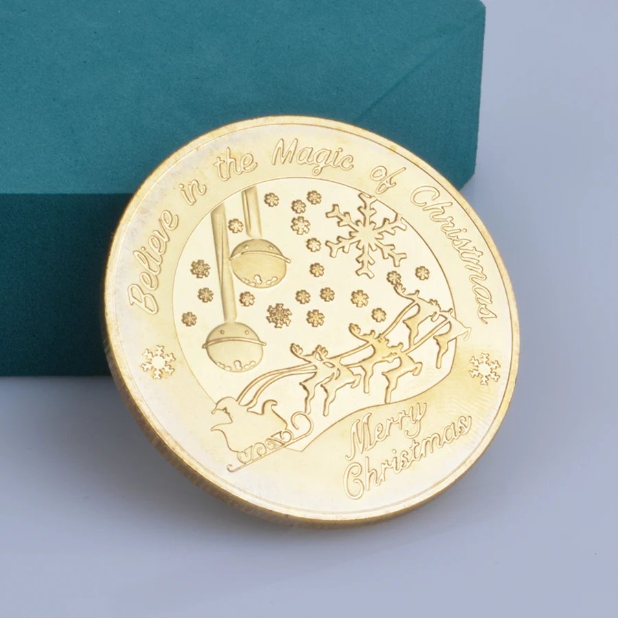 Arts Gifts Christmas Commemorative Coins Santa Medal Crafts Collection Souvenir Luck | Дом и сад