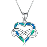 heart shaped women pendant infinity love necklace blue crystal jewelry wedding girl birthday gift accessories