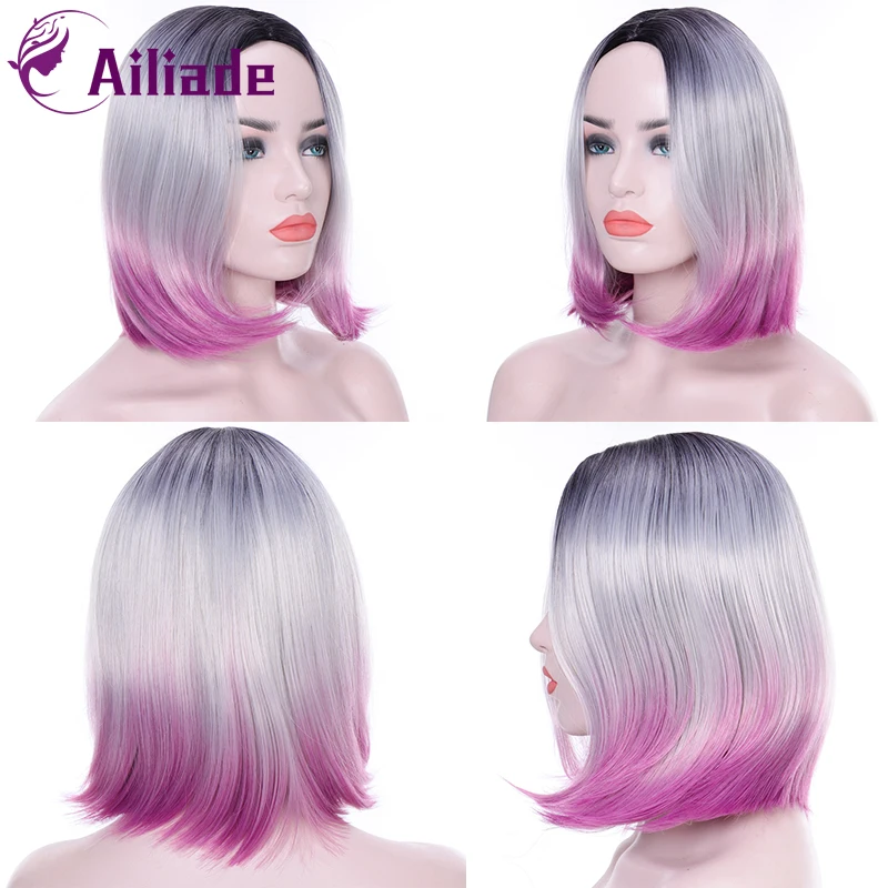AILIADE черный серый розовый градиент цвета прямые плеча Длинные Синтетические