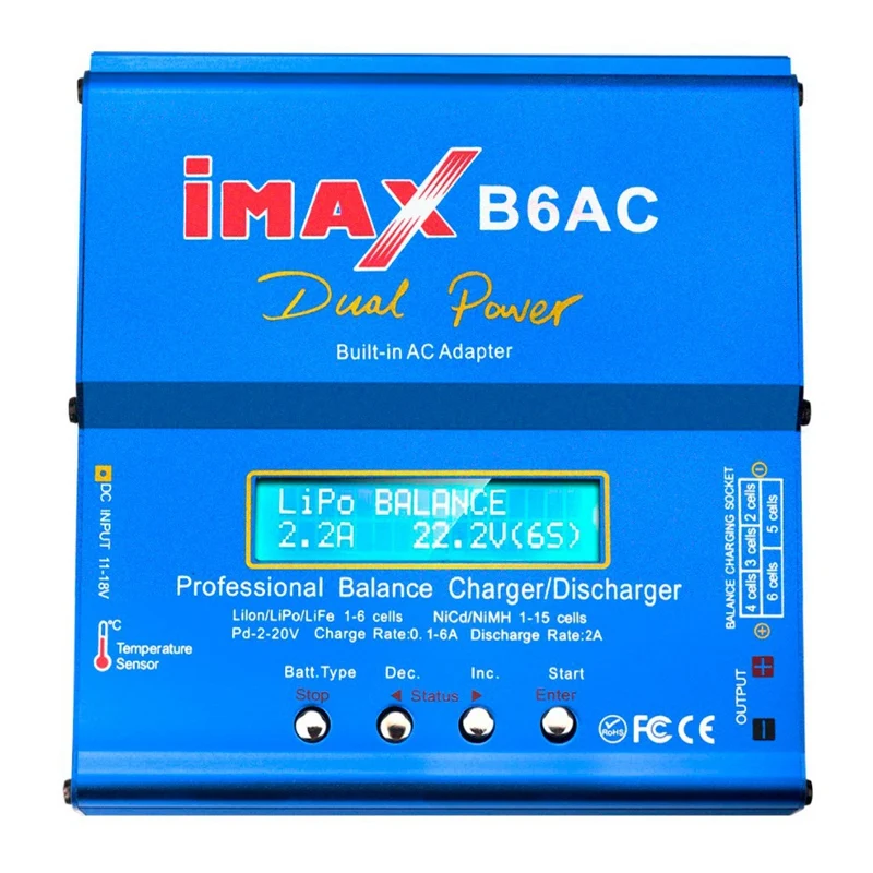 B6 AC IMAX Mini 80 Вт 6A RC зарядное устройство Lipo для дрона Nimh Nicd Dis EU Plug|Зарядные