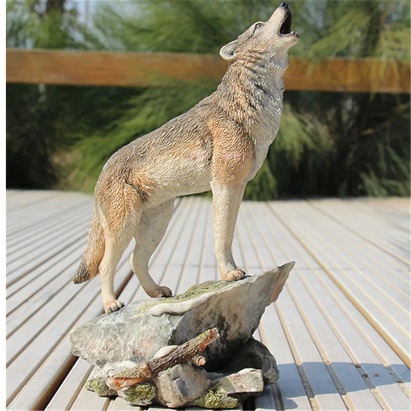 Высококачественная Реалистичная имитация животного статуя волка креативный