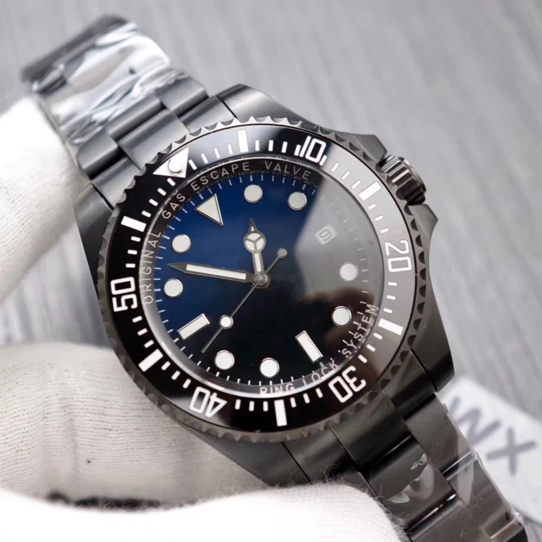 

New Men Watch Stainless Steel Automatic Mechanical Black Blue Gradient Red Green Sapphire Cystal Ceramic Bezel 44mm