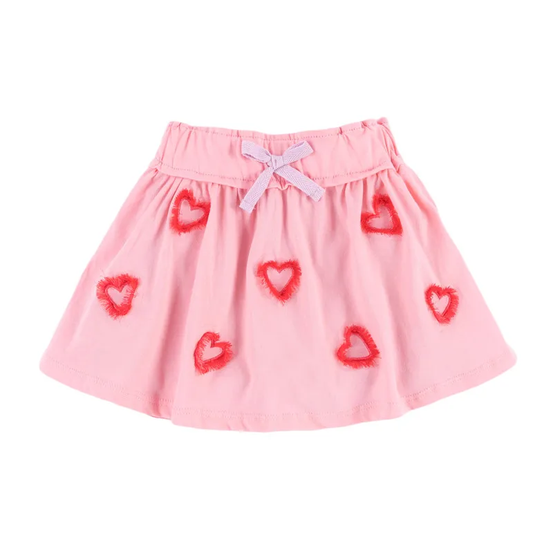 

Little Maven New Summer Children Pink Hearts Girls 2-7yrs Cotton Knitted Bowknot Casual Beach Elastic Band Skirts