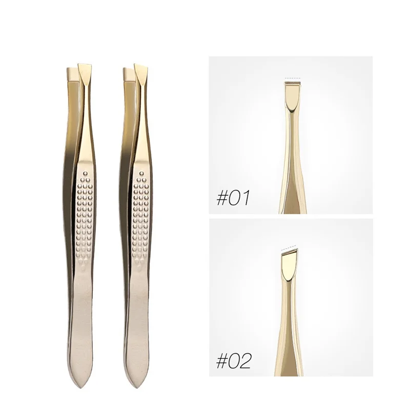 

1PCS Stainless Steel Eyebrow Tweezers Anti-static Tweezers For Eyelash Extensions Flat Slant Tip Tweezers Facial Makeup Tools