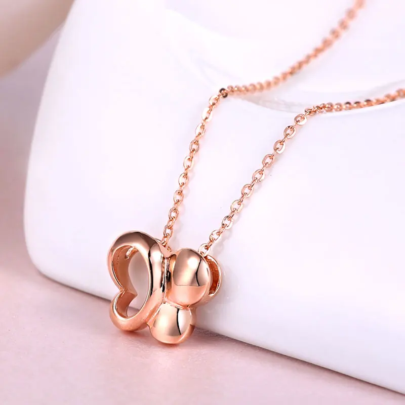 Трендовая подвеска в виде бабочки 18 К чистый настоящий однотонный кулон из