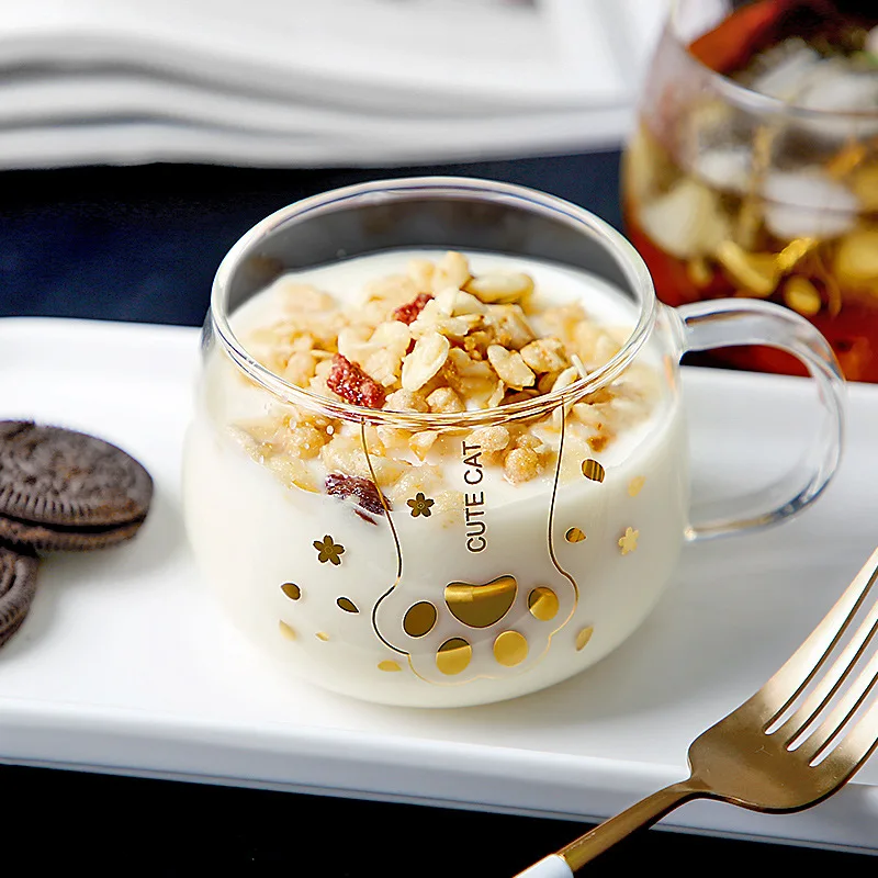 

Стакан для питья в Интернете, в стиле знаменитостей, простые большие стеклянные чашки для завтрака из овсяной муки, домашние прозрачные чаш...