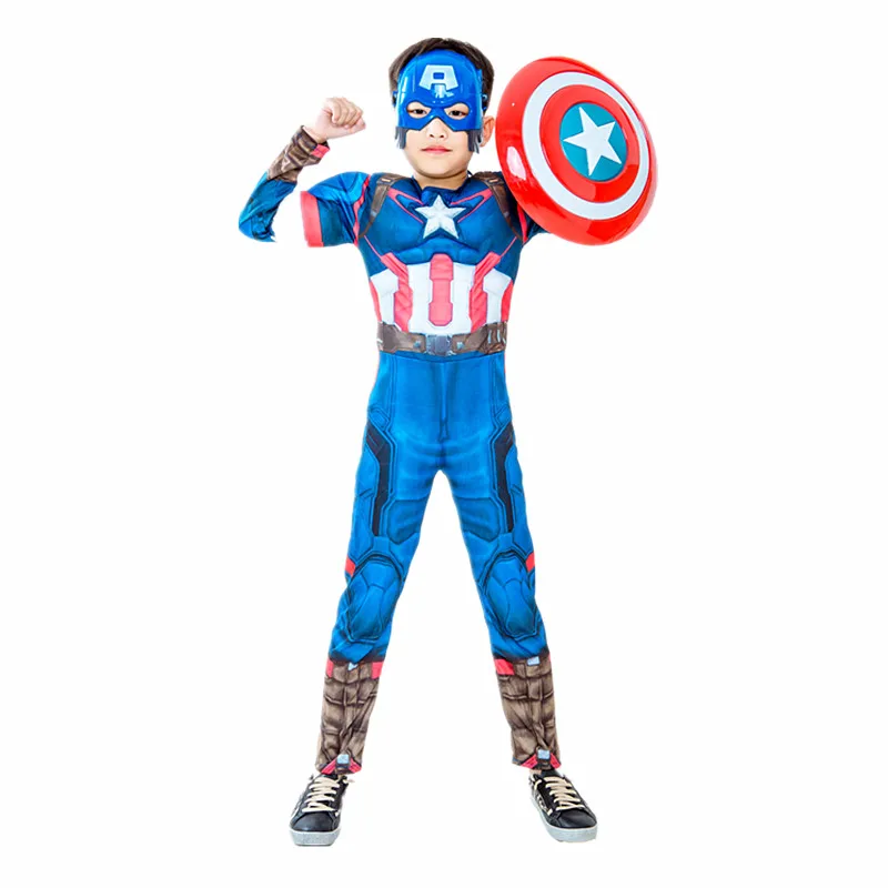 

2021 New 4-12Y Boys Girls Movie Hero Kids Muscle Captain Costume Child Cosplay Halloween Costumes Kids Jumpsuit Breathable
