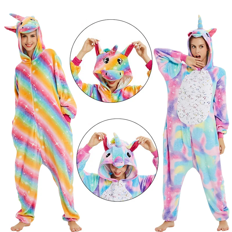 Новинка пижама с единорогом женский комбинезон кугуруми панда зимняя Фланелевая