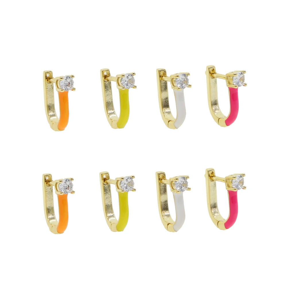 

2020 summer hot selling mini Huggie hoops Neon enamel colorful multi piercing small hoop earring