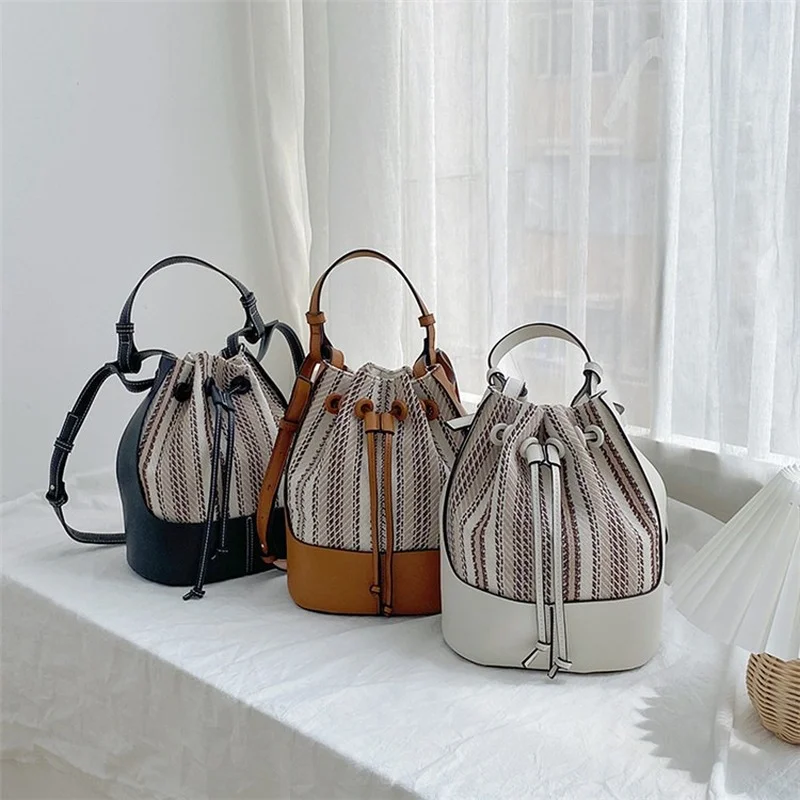 

Bags of Women 2021New Female Bag PU Leather Fashion Stitching Shoulder Bag Messenger Bag Bucket Bag Shoulder Messenger Small Bag