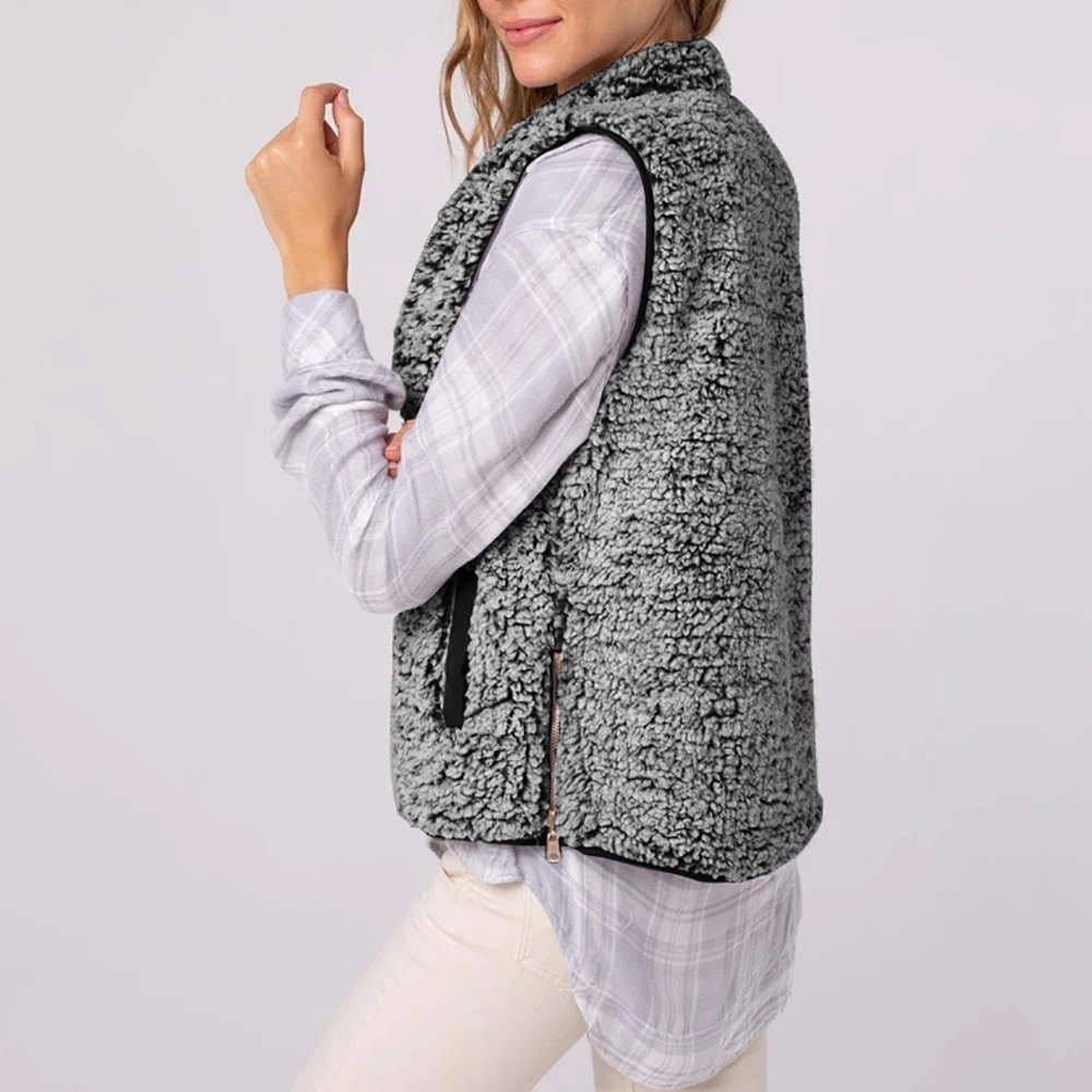 

2020 Women's Fashion and Comfortable Winter Waistcoat Double-Sided with Pockets Warm Hooded Modern Tops