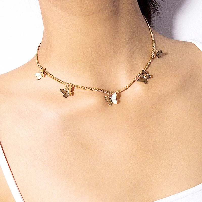 

Fashion Butterfly Necklace for Women Vintage Pendant Butterfly Charm Collar Necklaces Boho Clavicle Chain Jewelry Gift Wholesale