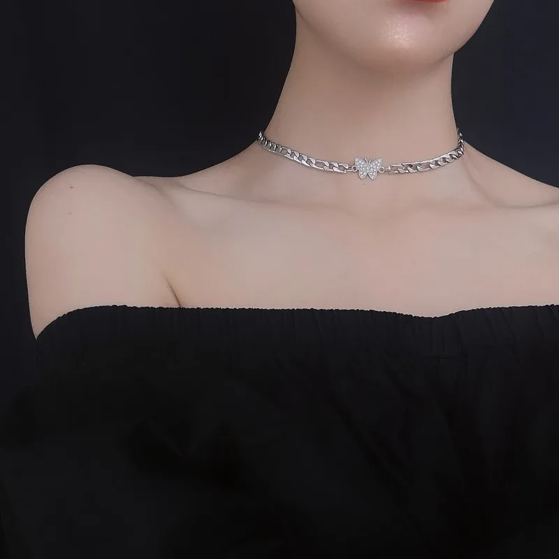 Темпераментный Алмазный светильник-бабочка роскошное тонкое ожерелье-чокер для