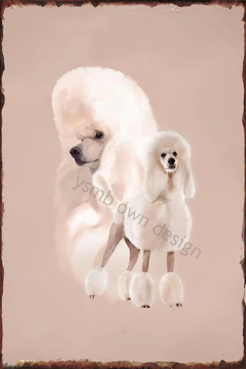 

Elegant White Poodle Tin Plates Wall Decor Retro Vintage Metal Sign Tin Sign For Art Club Man Cave Cafe Pub Home