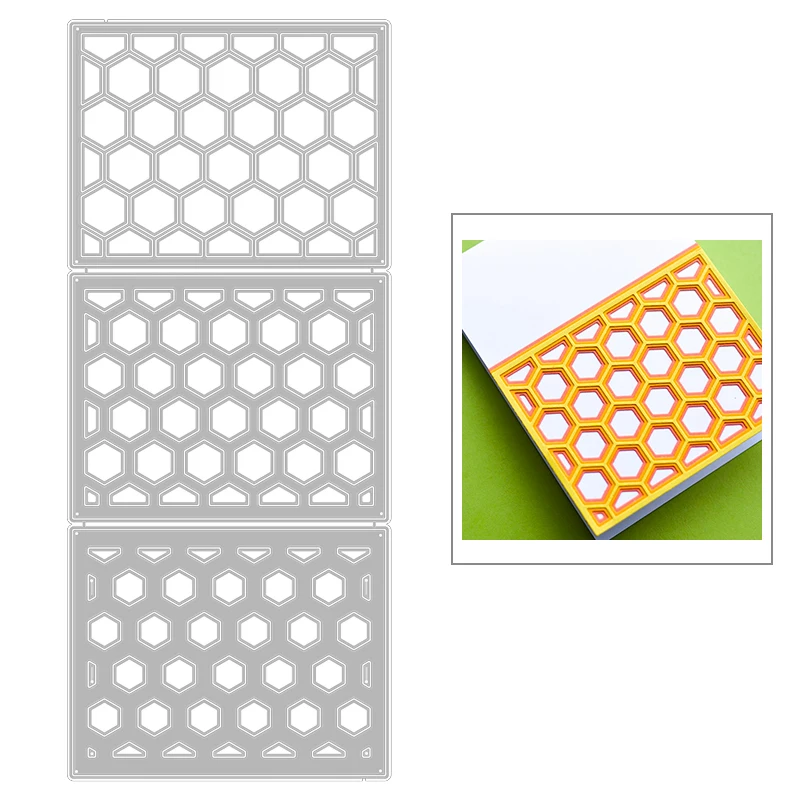 

2020 New Rectangle Layered Frame Layering Hexagon Honeycomb Metal Cutting Dies For Making Greeting Card Scrapbooking No Stamps