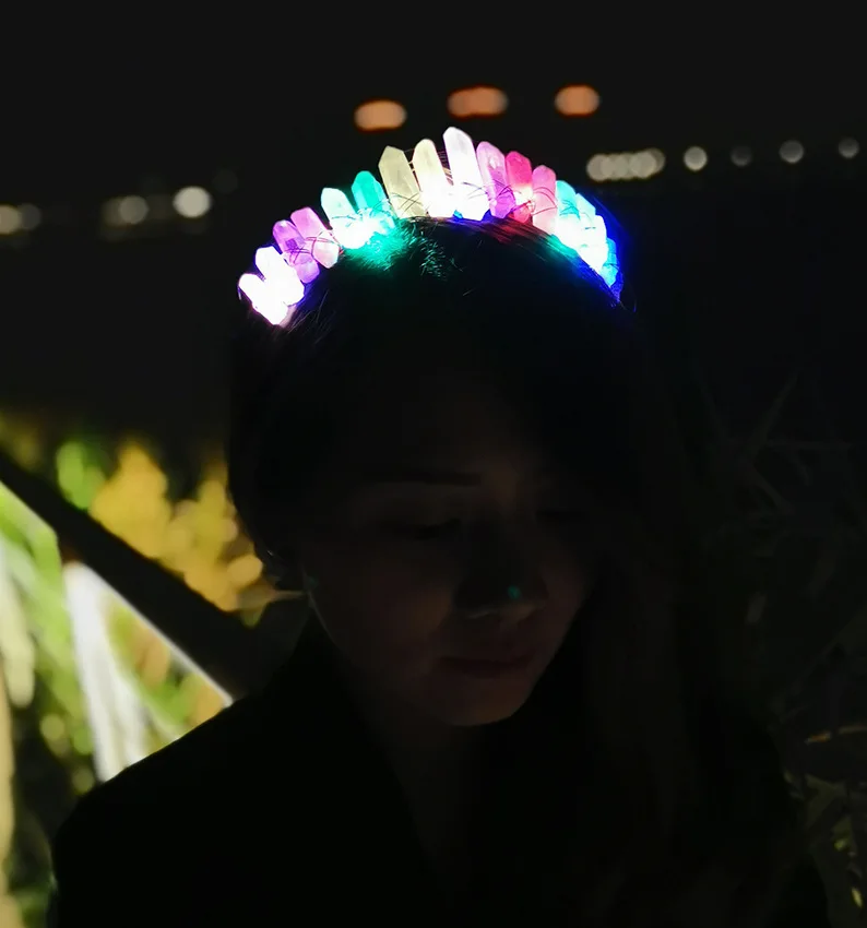 

LED Luminous Natural Crystal Headband Hair Accessories Bridal Crown Bridal Crown Party Cosplay Hair Accessories