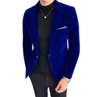 Новинка 2021 золотистый бархатный высококачественный брендовый деловой мужской приталенный Блейзер для вечеринок, свадеб, шоу, сцены