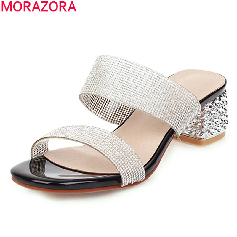 MORAZORA/летние женские туфли без задника размера плюс 34 43 Модные босоножки на