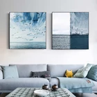 Скандинавская Летающая Чайка, голубое море и небо, квадратная Картина на холсте, настенные художественные картины для гостиной, домашний декор, красивый пейзаж