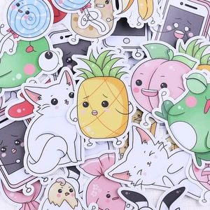 stickers 30 Pcs cute Hand-painted  Papers Toys fruit Stickers Flakes Diary car Decoration Diy Scrapbooking Children