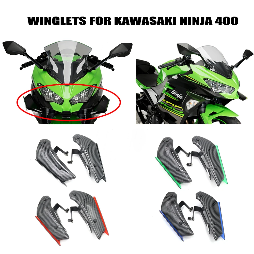 Enlarge Motorcycle Carbon Fiber Paint Winglets  Windshield For Kawasaki  Ninja 400  Ninja400