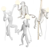 modern creative design resin monkey loft vintage hemp rope pendant light for home lighting bar cafe retro hanging pendant lamp