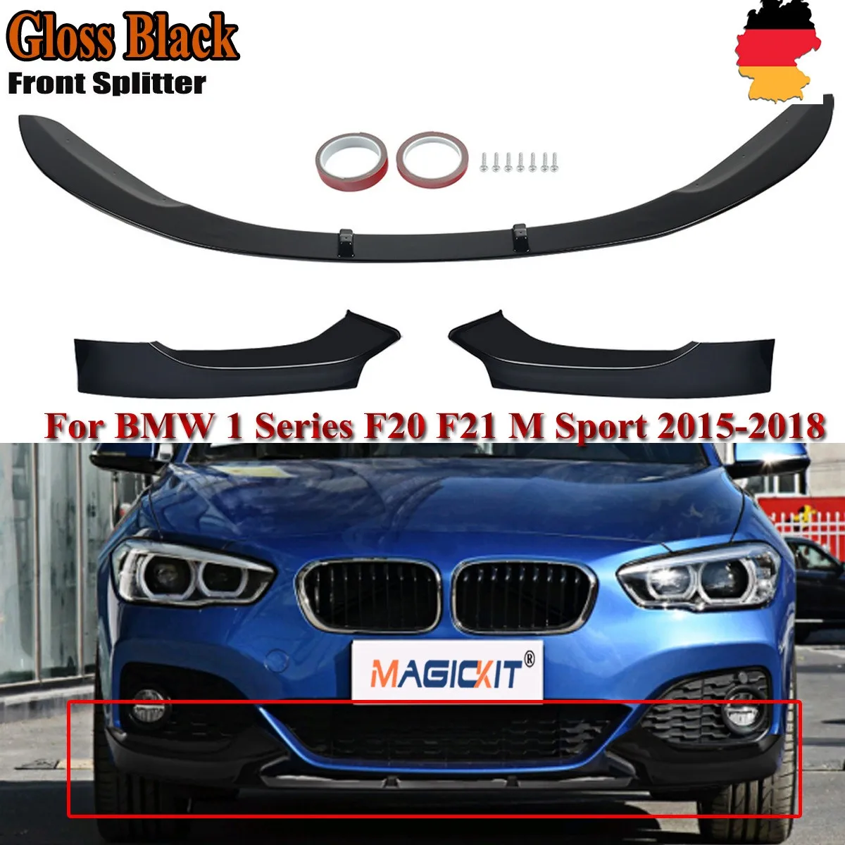 Спортивный передний баллон MagicKit для BMW F20 F21 M сплиттер губ блеск черный 2015