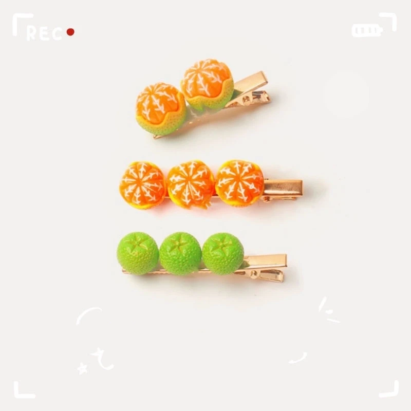 

Summer Creative Fun Cute Girl Half-peeled Orange Hairpin