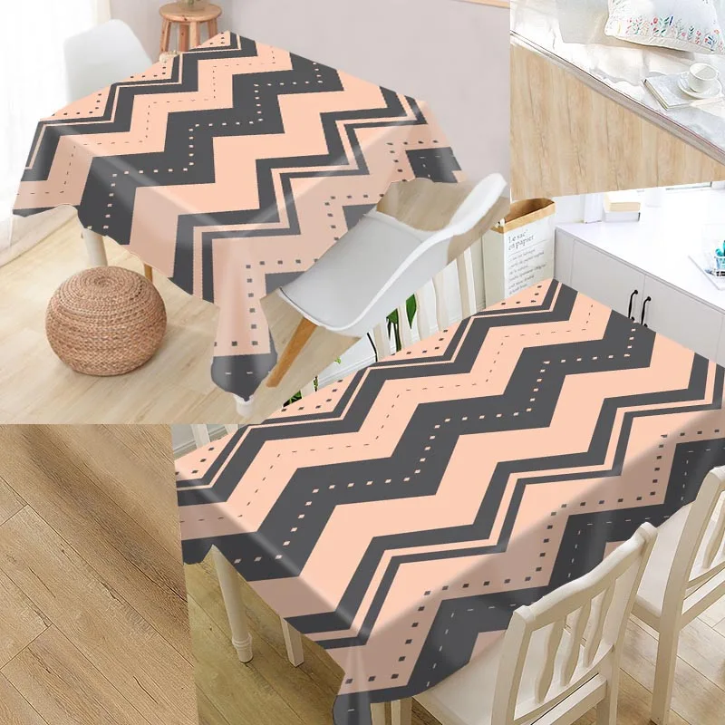

Chevron Pattern Custom Table Cloth Oxford Fabric Rectangular Waterproof Oilproof Table Cover Family Party Tablecloth