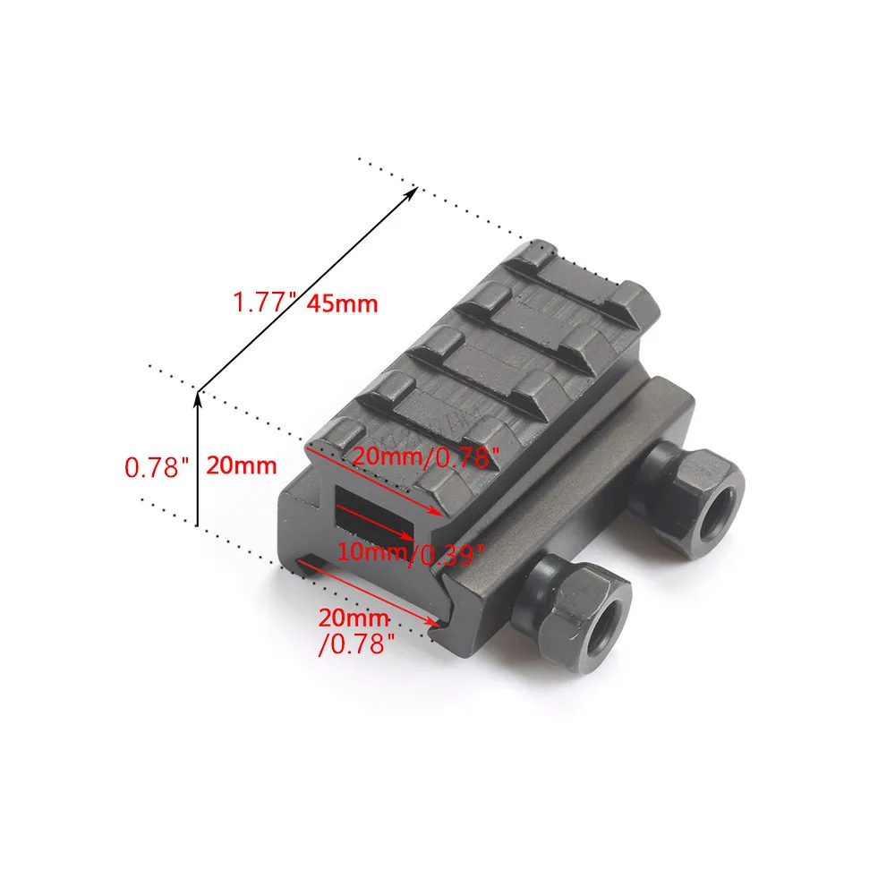 

Tactical 20mm Riser Mount Adapter Bracket 4 Slot Low Riser For 20mm Picatinny/Weaver Rail Scope Gun Airgun Base