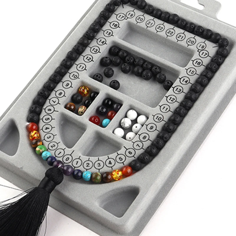 Gray Flocked Bead Board For DIY Bracelet Necklace Beading Jewelry Making Organizer Tray Design Craft Measuring Tool Accessories