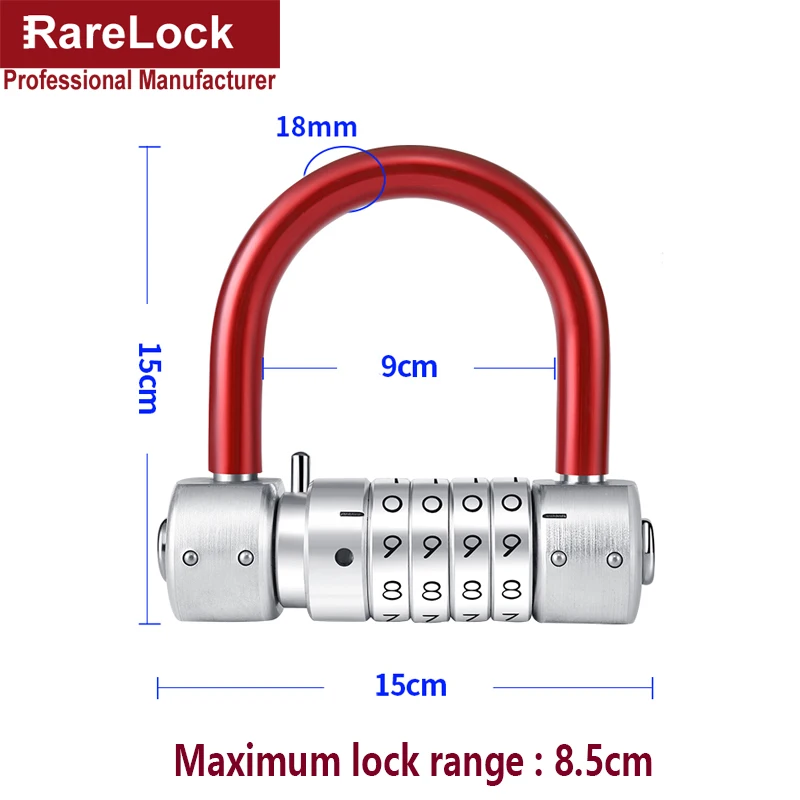 Нержавеющая велосипед мотоцикл Комбинации замок 4 кодовый с паролем для