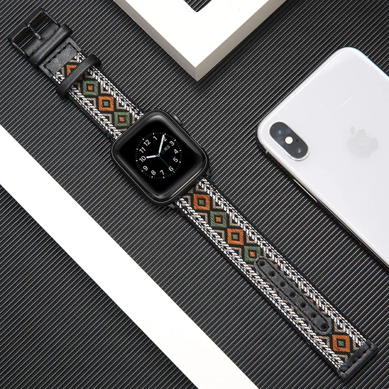 Нейлон+ натуральная кожа ремешок для apple watch, ремешок 42 мм, 38 мм, версия apple watch 5/4 44 мм 40 мм, для iwatch, версия 3, 2, 1 браслет аксессуары